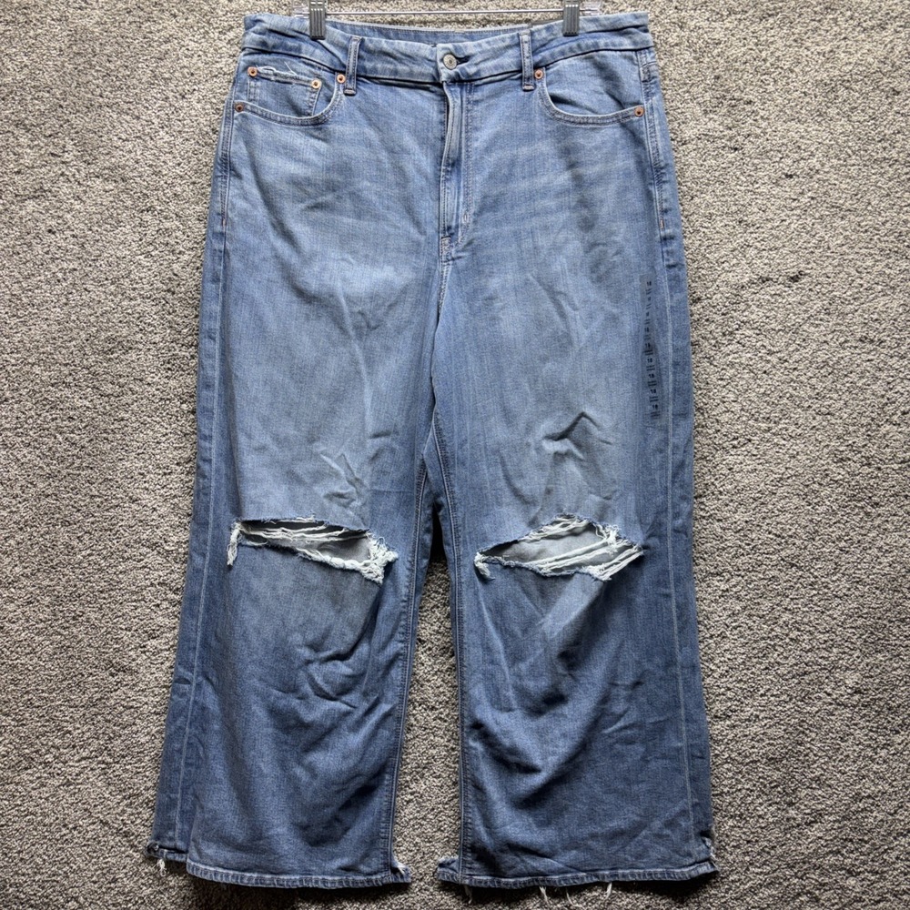 American Eagle Curvy Dreamy Drape Super High Rise Baggy Wide Leg Size 18S/34W